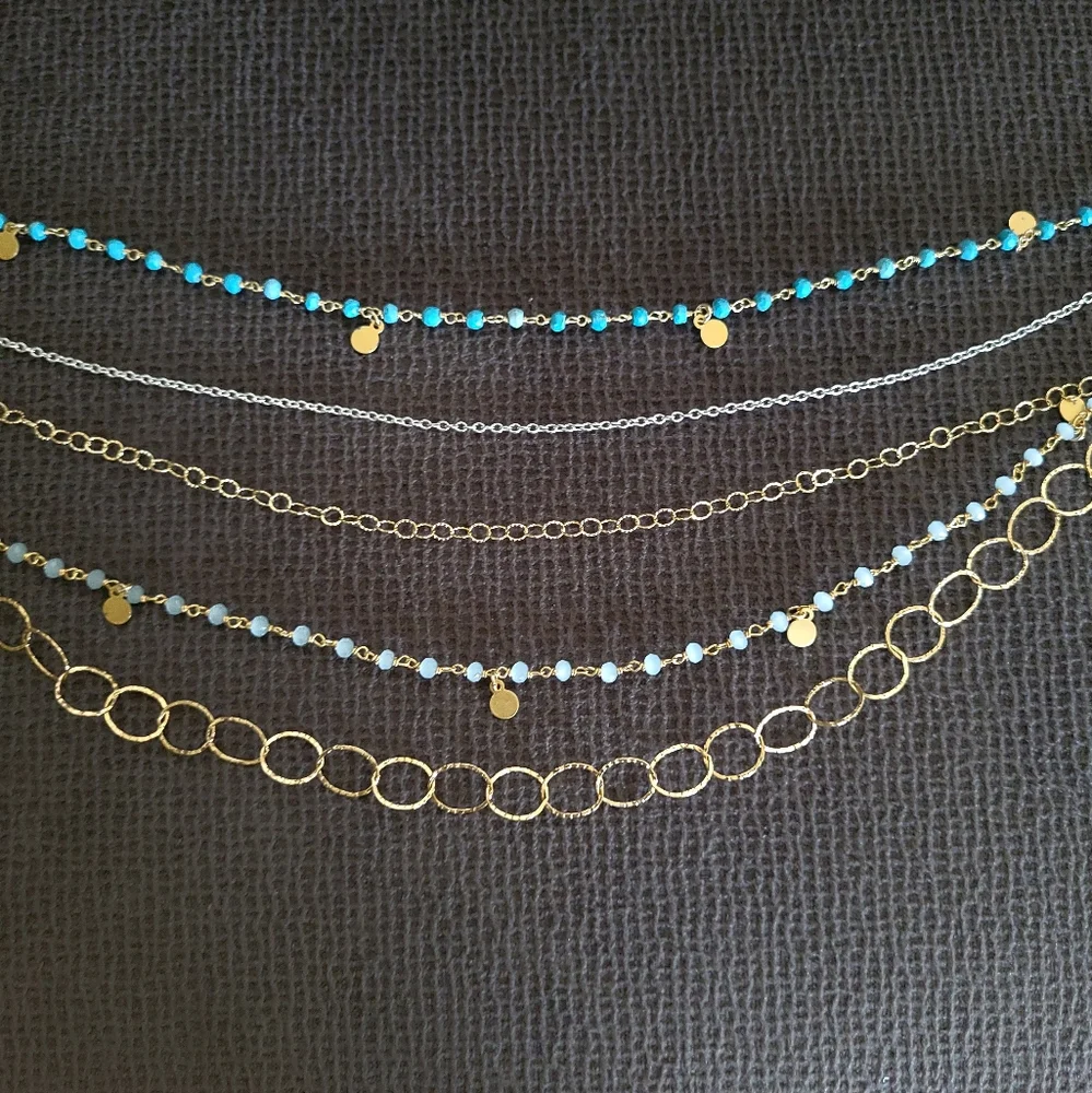 Five🖐 Strand Necklace Statement Necklace - Picture 7 of 16